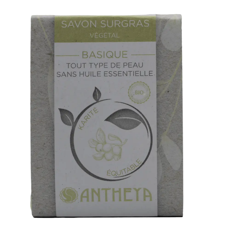 Antheya -- Savon à froid surgras au karité - neutre (bande papier) - 100 g