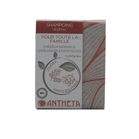 Antheya -- Shampoing solide neutre - toute famille et cheveux normaux (bande papier) - 100 g