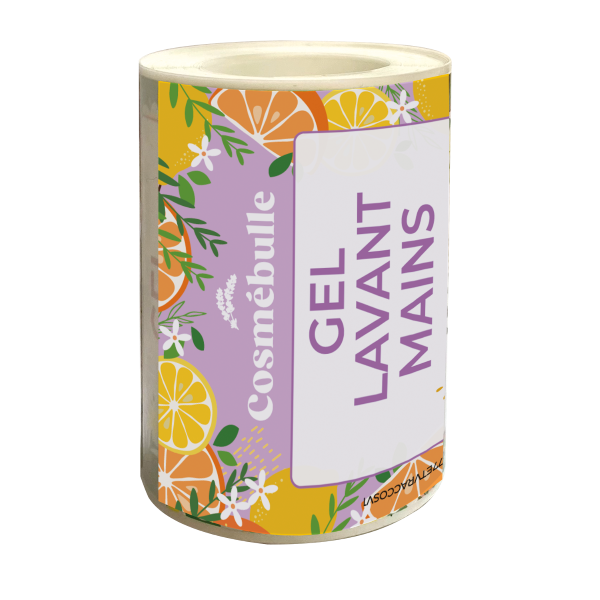 Cosmébulle -- gel lavant mains citron orange (étiquettes) - x 50