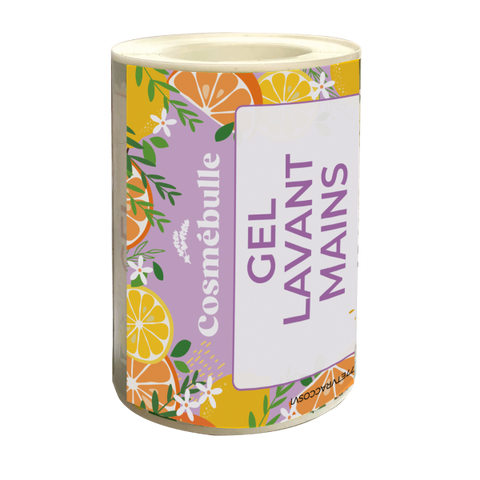Cosmébulle -- gel lavant mains citron orange (étiquettes) - x 50
