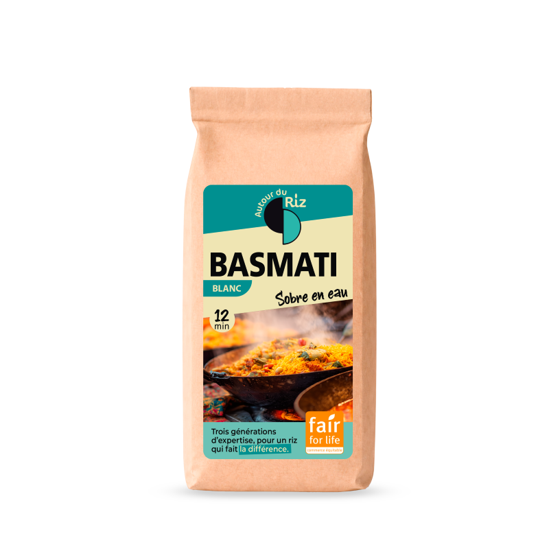 Autour Du Riz -- Riz basmati blanc bio sobre en eau (origine Pakistan) - 400 g