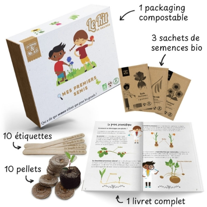 Dr Jonquille & Mr Ail -- Kit de jardinage enfants (premiers semis bio) - 250 g