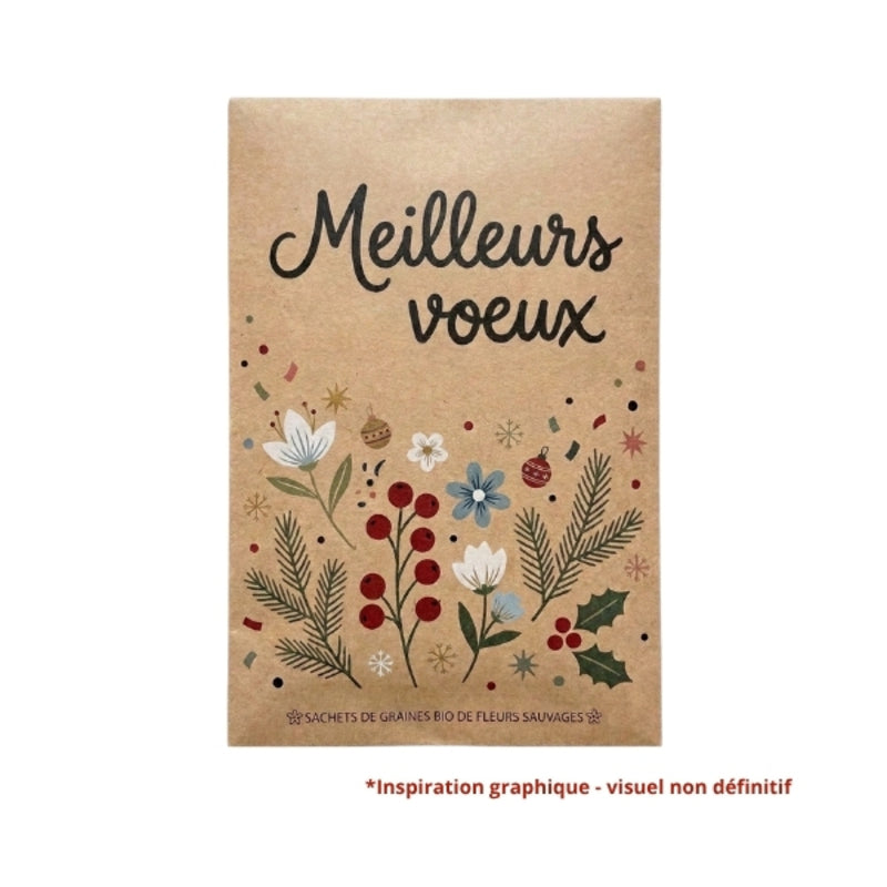 Dr Jonquille & Mr Ail -- Présentoir sachets de graines à message noël - 3 Kg