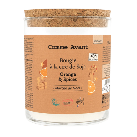 Comme Avant -- Bougie à la cire de Soja - Marché de Noël - Orange & Épices - 190 g