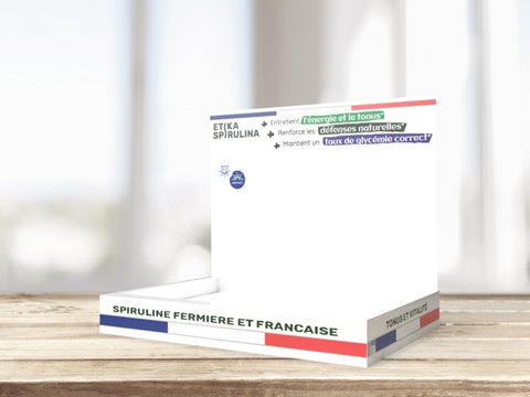 Etika Spirulina -- Présentoir de comptoir vide pour implantation spiruline