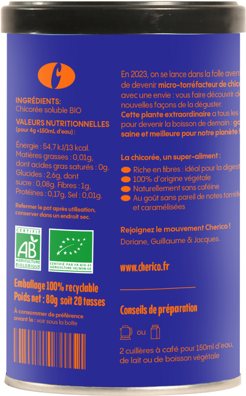 Cherico -- Chicorée nature bio - instantané - 80 g