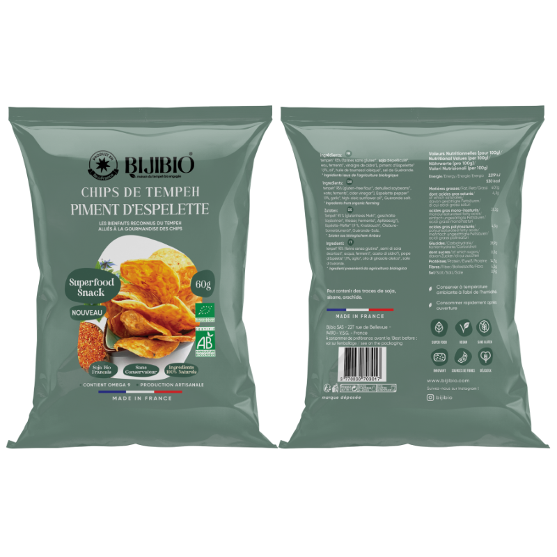 Bijibio -- Chips Tempeh Bio Piment Espelette - 60 g