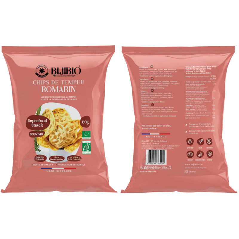 Bijibio -- Chips Tempeh Bio Romarin - 60 g