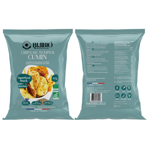Bijibio --  Chips Tempeh Bio Cumin - 60 g