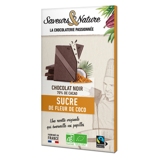 Saveurs & Nature -- Tablette de chocolat noir bio 70% de cacao au sucre de fleur de coco - 80 g