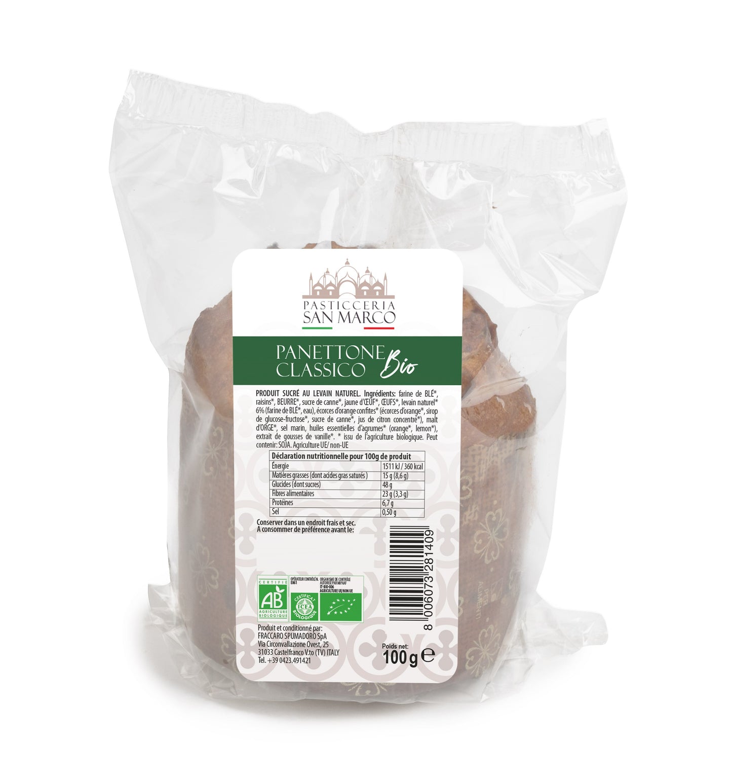 Fracarro -- Echantillon Panettone bio