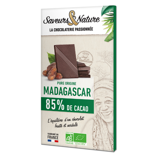 Saveurs & Nature -- Tablette de chocolat noir bio 85% de cacao pure origine madagascar - 80 g