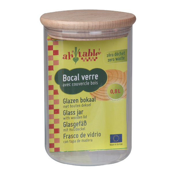 Ah Table! -- Bocal verre couvercle bois - 80 cl