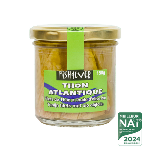 Fish4ever -- Filets de thon listao à l'huile d'olive extra vierge bio (en pot de verre) - 150 g