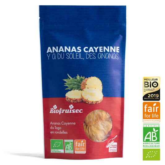 Biofruisec -- Ananas cayenne équitable séché en rondelles bio (origine Togo) - 100 g
