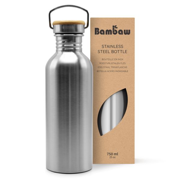 Bambaw -- Bouteille non-isotherme en acier inoxydable (couleur Acier Naturel) - 750 mL