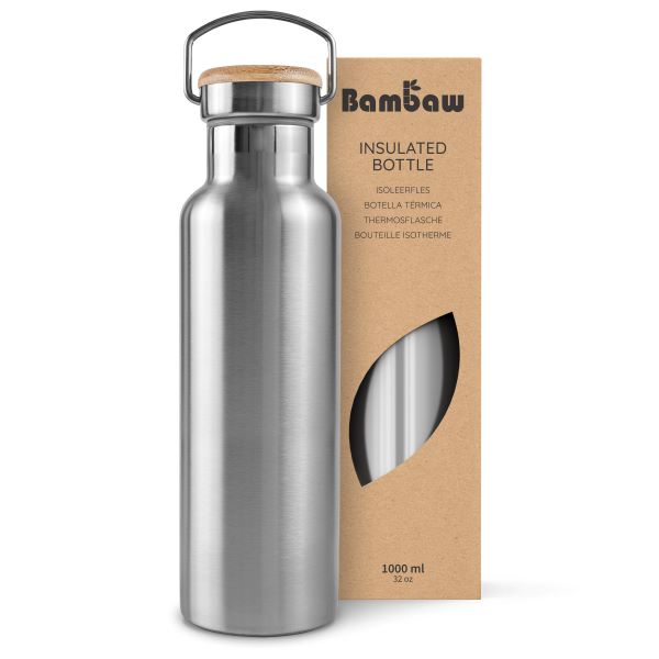 Bambaw -- Bouteille isotherme en acier inoxydable (couleur Acier Naturel) - 1L