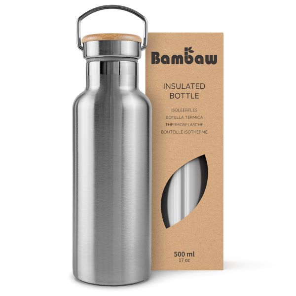 Bambaw -- Bouteille isotherme en acier inoxydable (couleur Acier Naturel) - 500mL