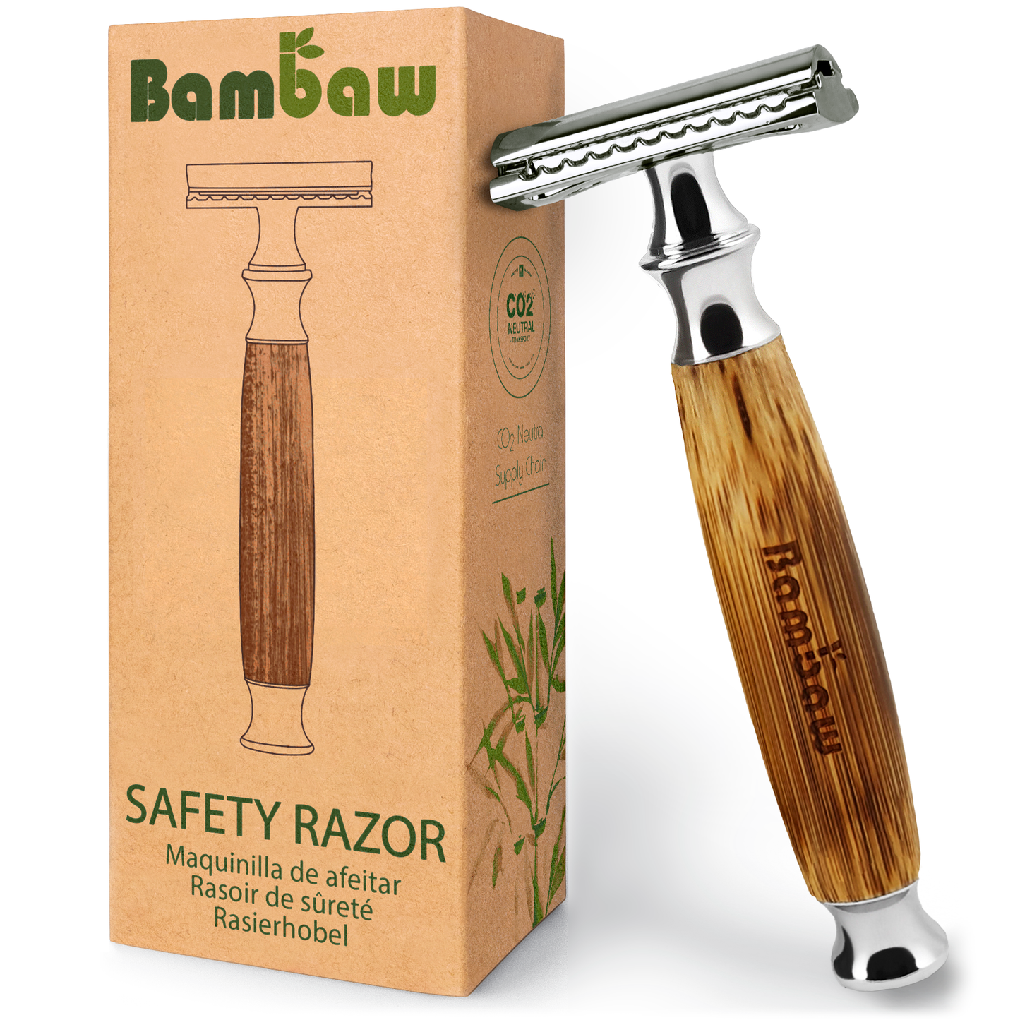 Bambaw -- Rasoir de sûreté en bambou classique (argent)