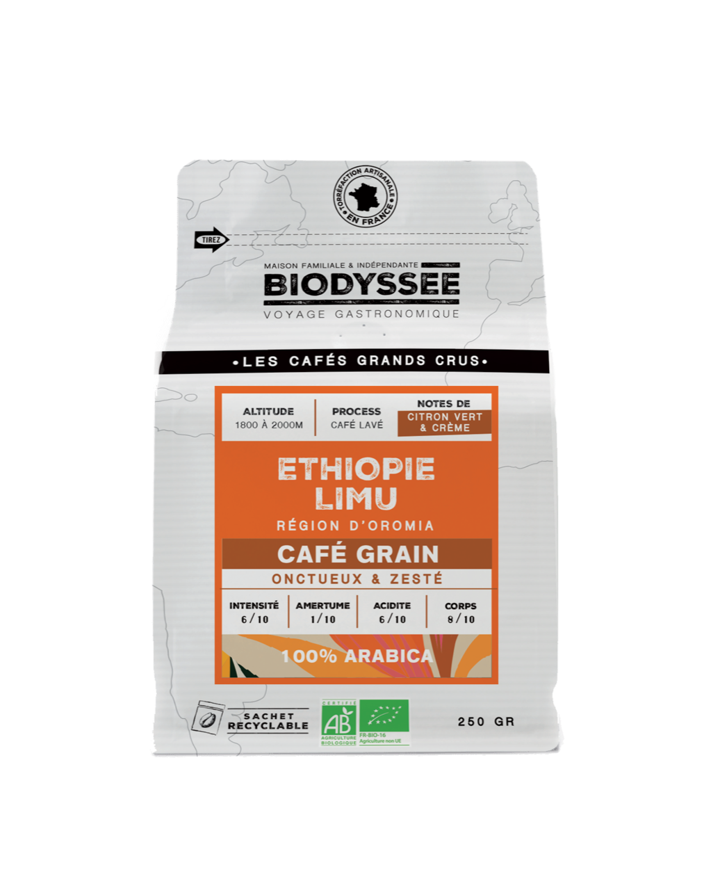 Biodyssée -- Café grain grand cru ethiopie limu (origine Ethiopie) - 250 g