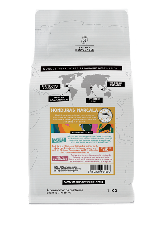Biodyssée -- Café grain grand cru honduras marcala (origine Honduras) - 1 kg