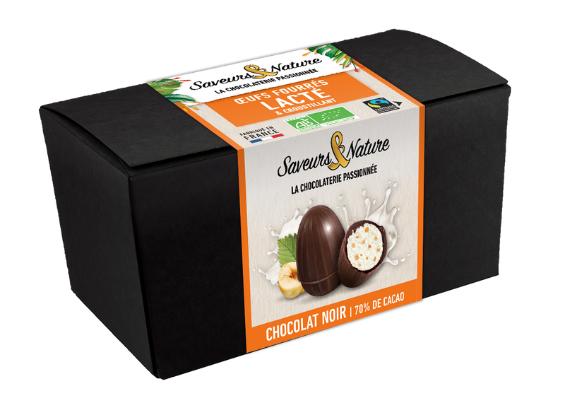 Ballotin de petits œufs lacté croustillant enrobés de chocolat noir - 1