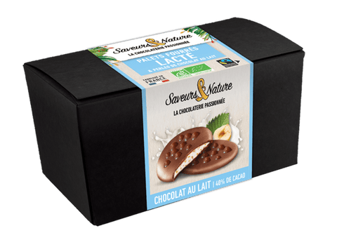 Ballotin palets de chocolat au lait cœur lacté et perles de chocolat au lait  bio - 1
