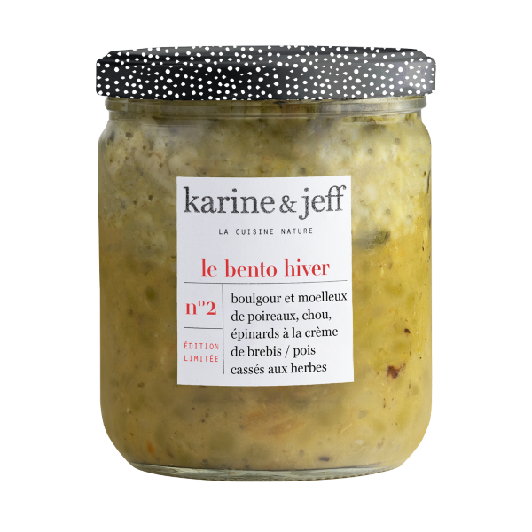 Bento collection hiver -  boulgour, poireaux, chou, épinards crème de brebis, pois cassés aux herbes - 1