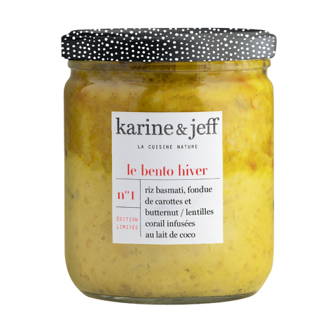 Bento collection hiver -  riz basmati, fondue de carottes et butternut, lentilles corail infusées au lait de coco - 1