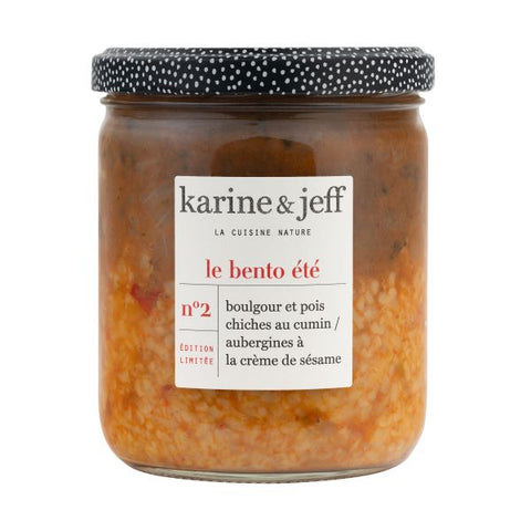 Bento d'été boulgour, pois chiches au cumin & aubergines à la crème de sésame - 1