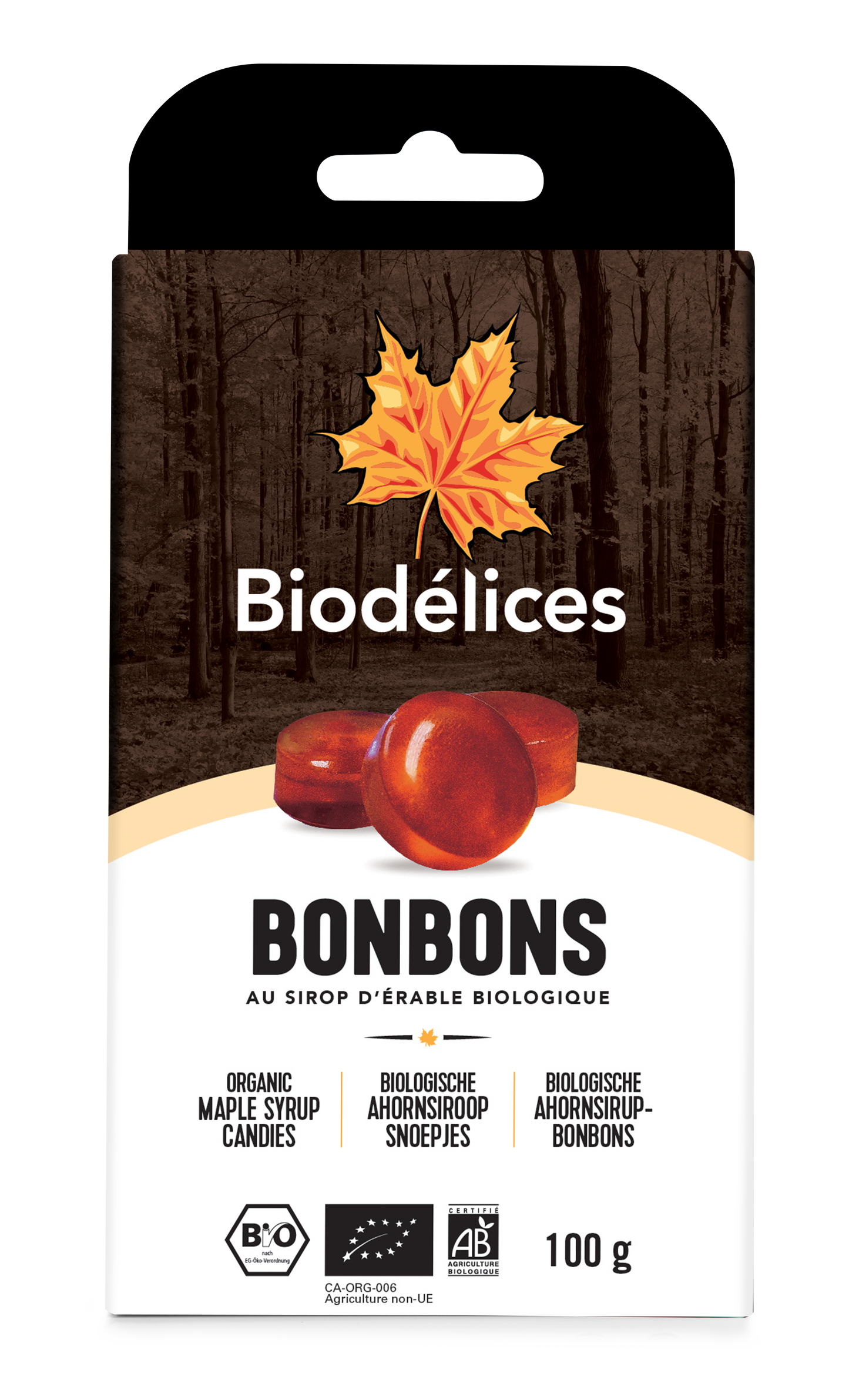 Biodélices -- Bonbons à l'érable biologique - 100 g