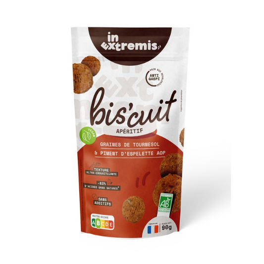 In Extremis -- Biscuits apéritif bio - graines de tournesol et piment (origine France) - 90 g