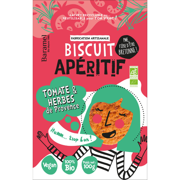 Baramel -- Biscuits apéritif tomates & herbes de provence bio - 100 g