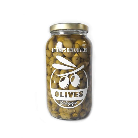 Le Temps Des Oliviers -- Olives vertes farcies amandes bio Vrac (origine Grèce) - 2.8 kg