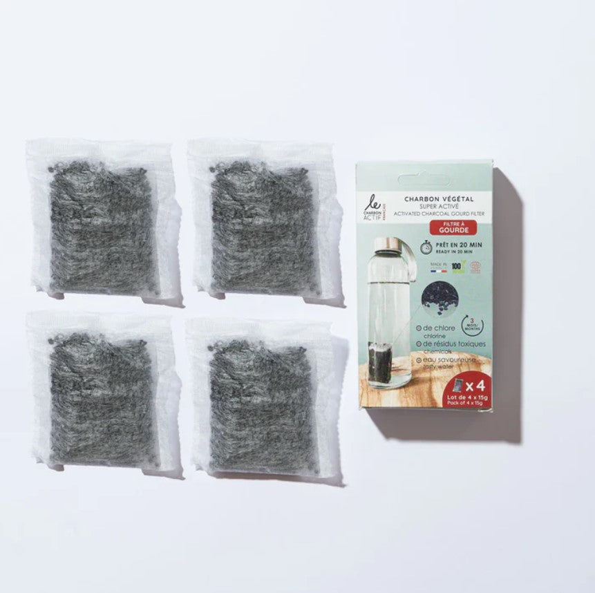 Boîte de 4 filtres à gourde de charbon actif végétal - 1