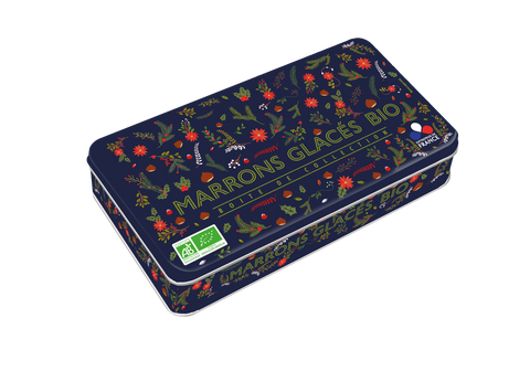 Pellorce & Julien -- Pré-commandes Noël Boites métal 8 marrons glacés pliés or bio - 160 g