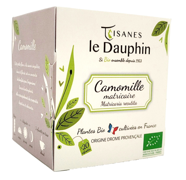Tisanes Le Dauphin -- Infusion bio camomille origine drôme (origine France) - 20 infusettes