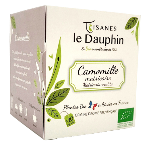 Tisanes Le Dauphin -- Infusion bio camomille origine drôme (origine France) - 20 infusettes