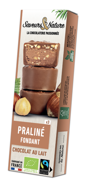 Bouchées praliné noisette enrobés de chocolat au lait bio - 1