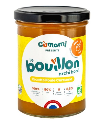 Bouillon d'os poule curcuma bio (8,8g de collagène) - 1