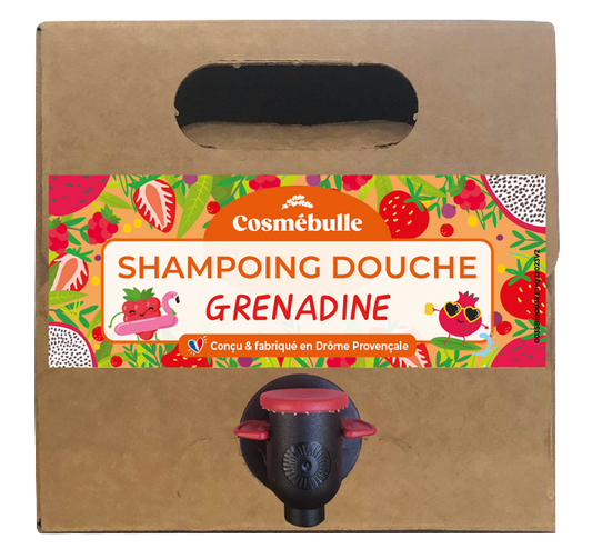 Cosmébulle -- Shampoing enfant grenadine (bib format familial) - 3 l