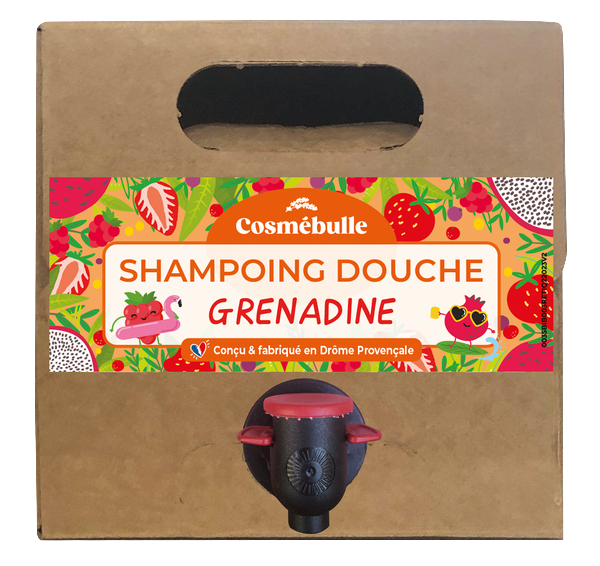 Cosmébulle -- Shampoing enfant grenadine (bib format familial) - 3 l