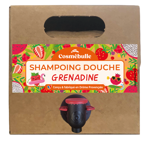 Cosmébulle -- Shampoing enfant grenadine (bib format familial) - 3 l