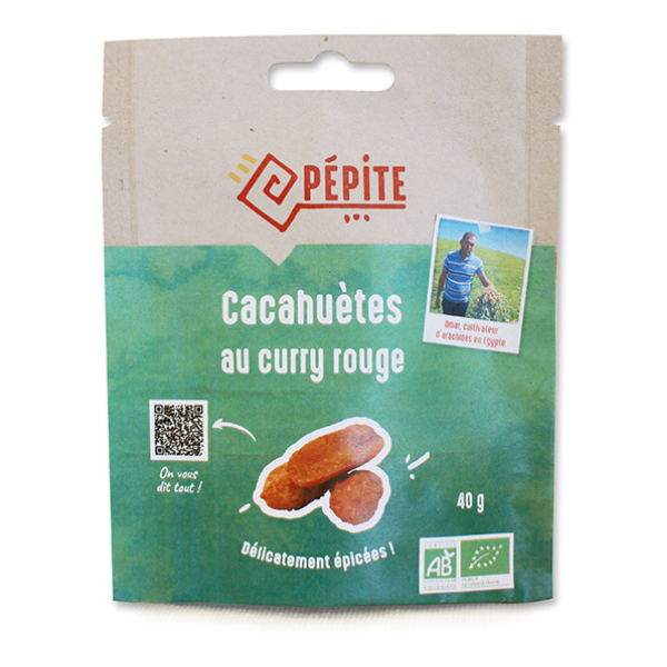 Agrosourcing -- Cacahuètes d'egypte curry rouge bio - 40 g x 15