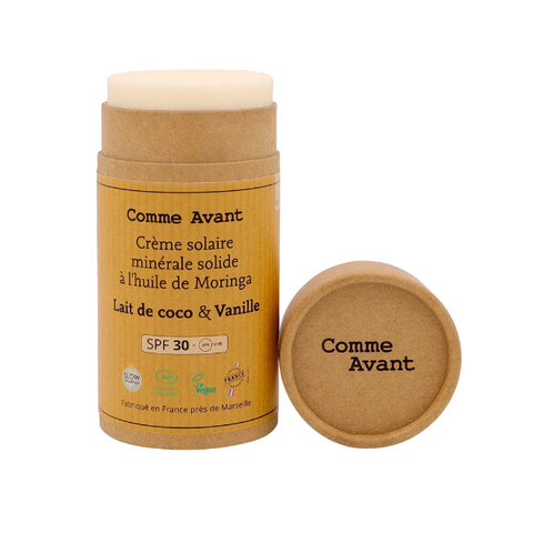 Comme Avant -- Pré-commandes été - Crème solaire minérale solide SPF30 - Lait de coco & vanille - Version 3
