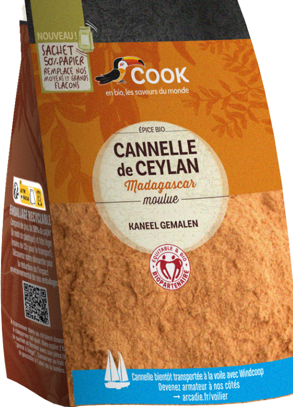 Cook épices -- Cannelle en poudre biopartenaire (sachet économique) (origine Madagascar) - 100g