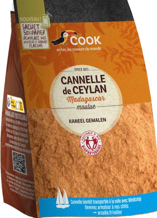 Cook épices -- Cannelle en poudre biopartenaire (sachet économique) (origine Madagascar) - 100g