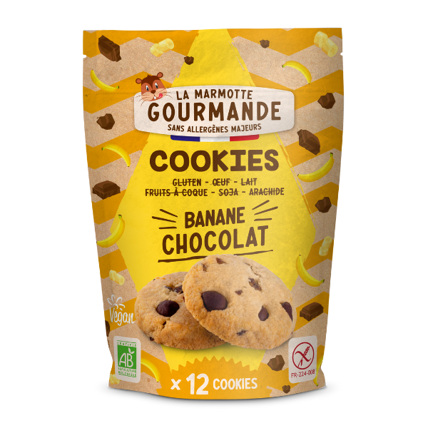 La Marmotte Gourmande -- Cookies banane pépite chocolat sans allergène - 150 g