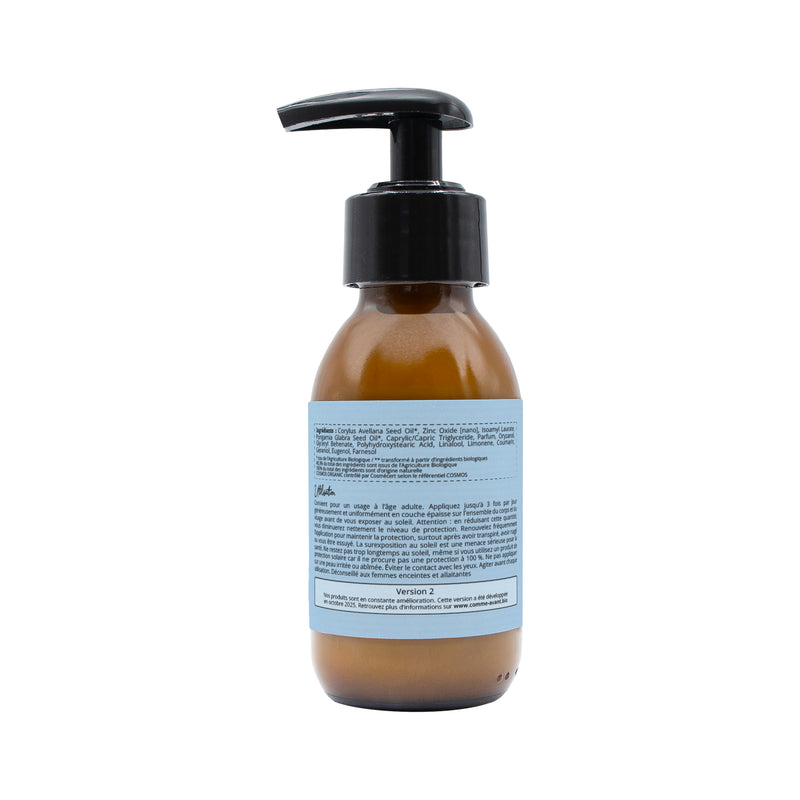 Crème solaire minérale liquide à l'huile de karanja spf50 - monoï & musc - v2 - 2