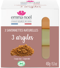 Emma Noël -- Savonnettes 3 argiles bio - 3 x 150 g
